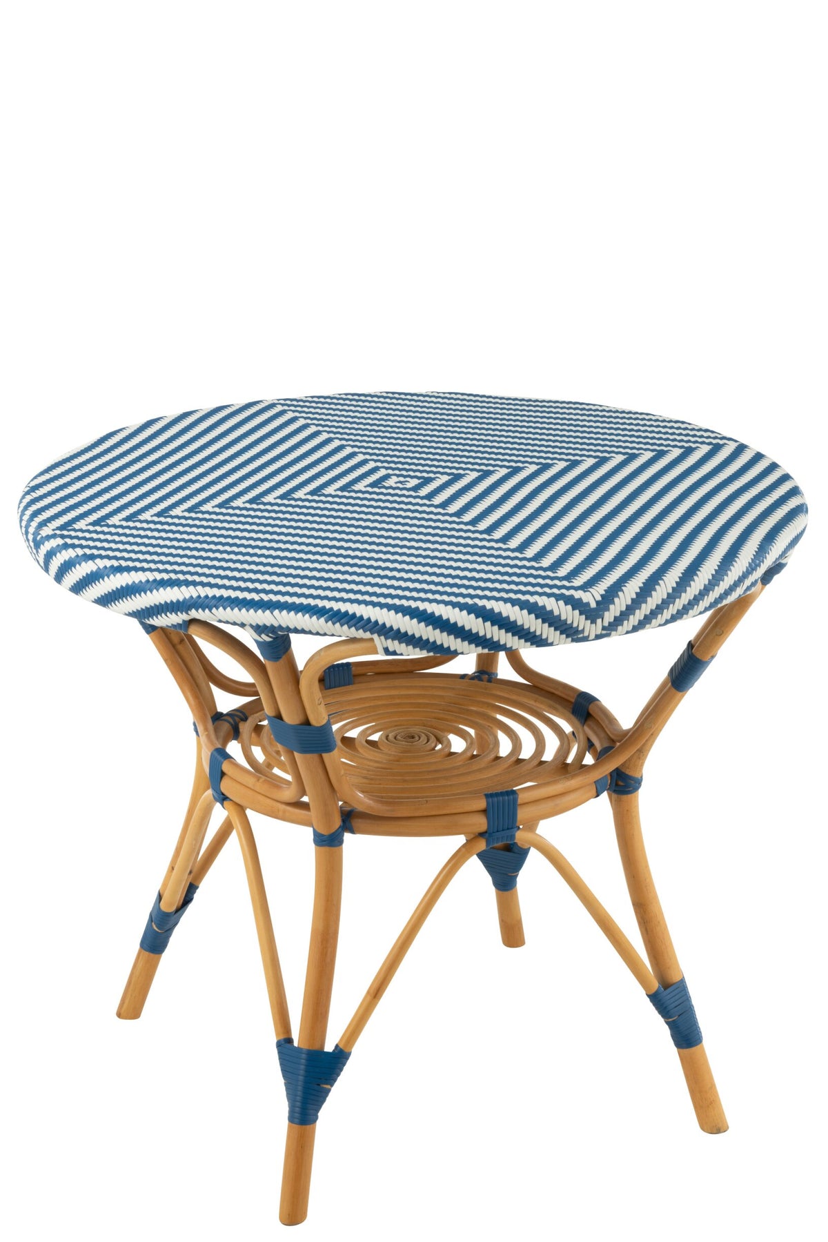 Dining Table Rattan Blue/White