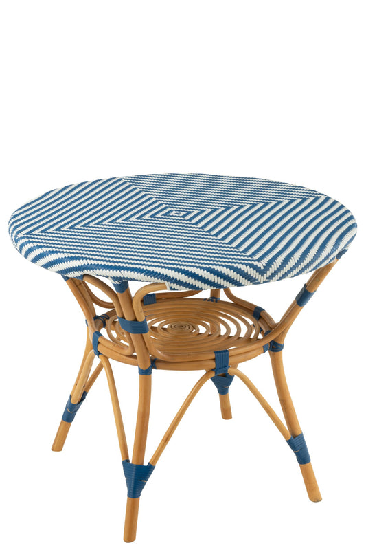Dining Table Rattan Blue/White