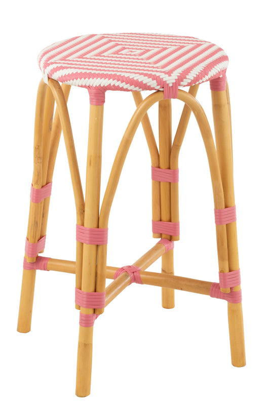 Stool Rattan Pink Large