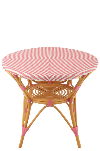 Dining Table Rattan Pink/White