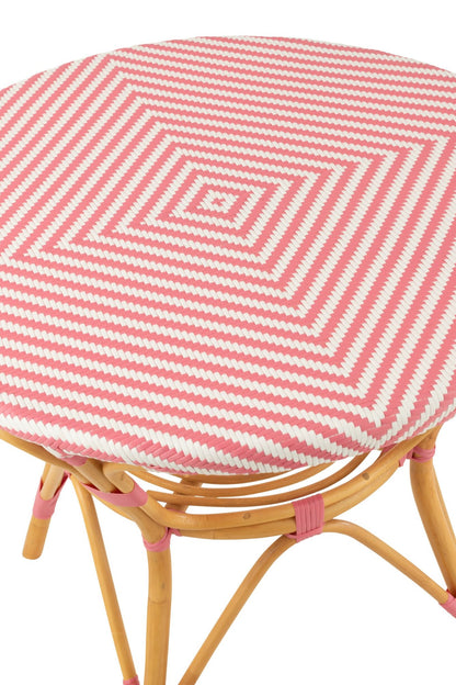 Dining Table Rattan Pink/White