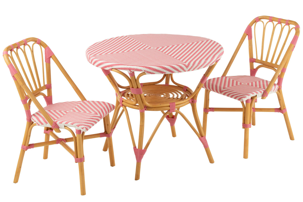 Dining Table Rattan Pink/White