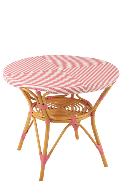 Dining Table Rattan Pink/White