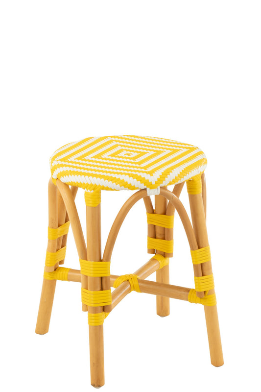 Stool Rattan Yellow/White Small