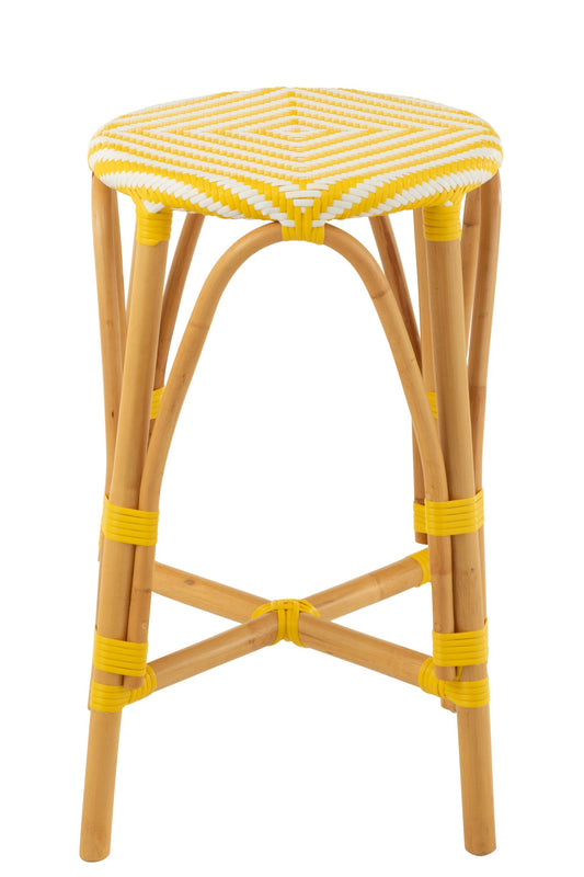 Stool Rattan Yellow/White Large
