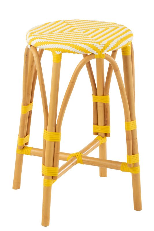 Stool Rattan Yellow/White Large