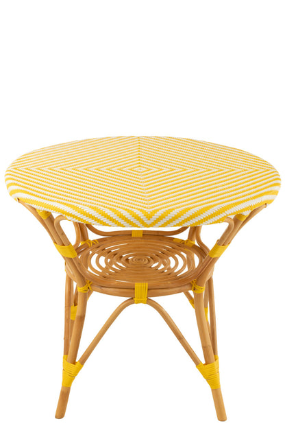 Dining Table Rattan Yellow/White