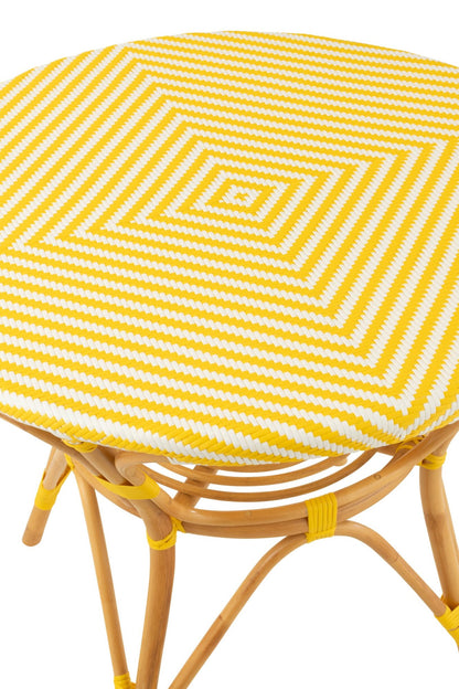 Dining Table Rattan Yellow/White
