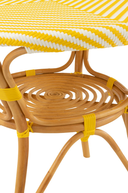 Dining Table Rattan Yellow/White