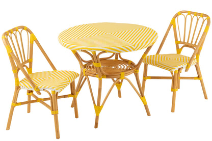 Dining Table Rattan Yellow/White