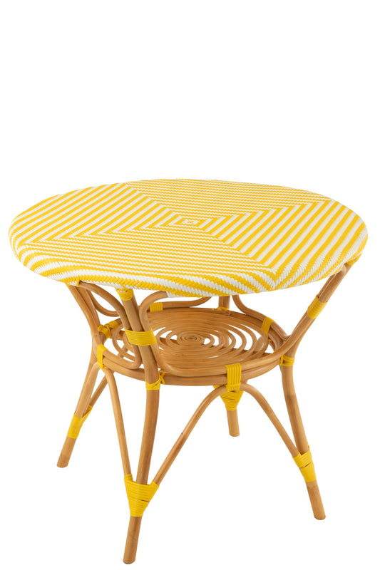 Dining Table Rattan Yellow/White