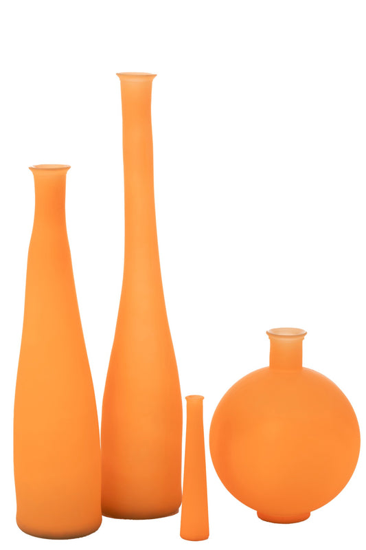 Vase Bottle Glass Neon Orange Large