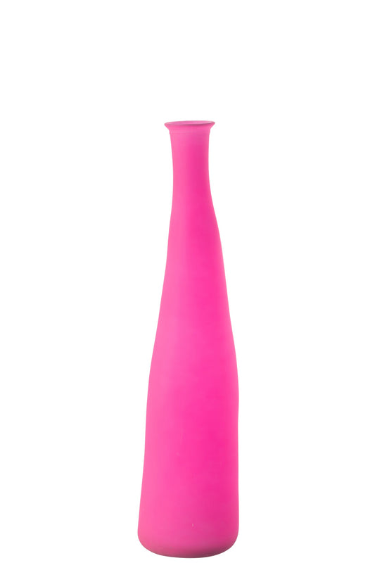 Vase Bottle Glass Neon Pink Small