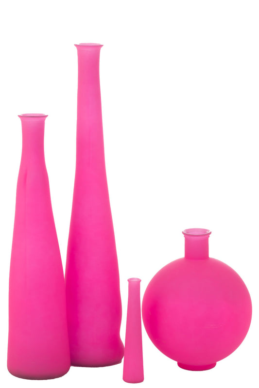 Vase Bottle Glass Neon Pink Large
