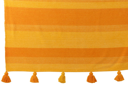 Plaid Stripes+Tassels Cotton Orange