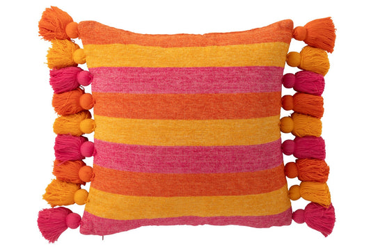 Cushion Stripes+Tassels Cotton Mix