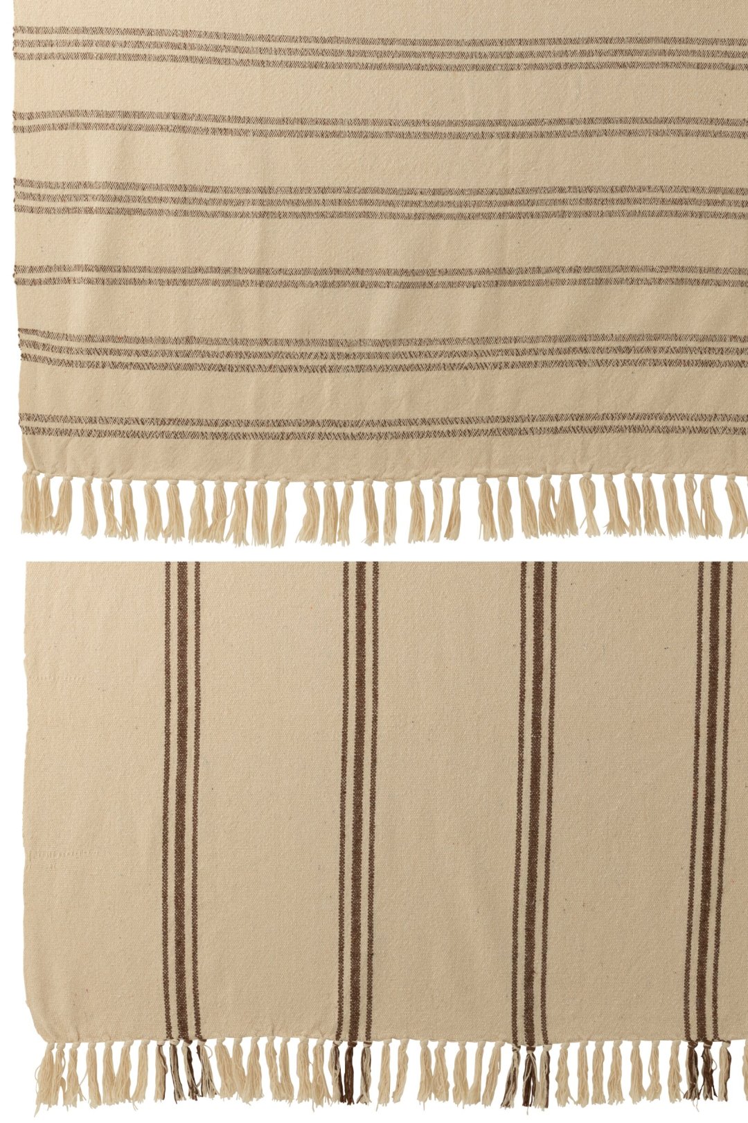 Plaid Stripes Recycled Cotton White/Brown Assortment Of 2