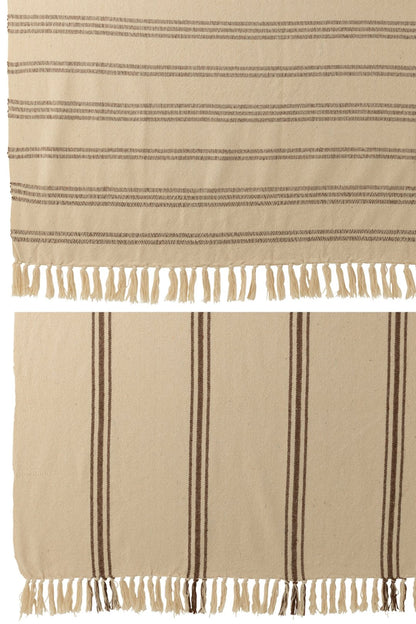 Plaid Stripes Recycled Cotton White/Brown Assortment Of 2