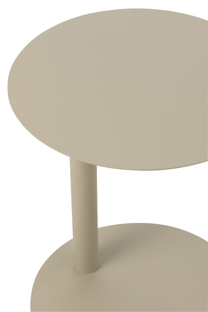 Side Table Round Metal Beige