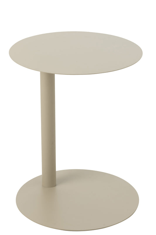 Side Table Round Metal Beige