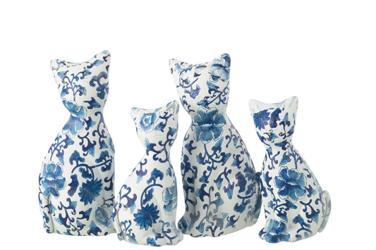 Cat Patterns Polyresin Blue/White Large Assortment Of 2