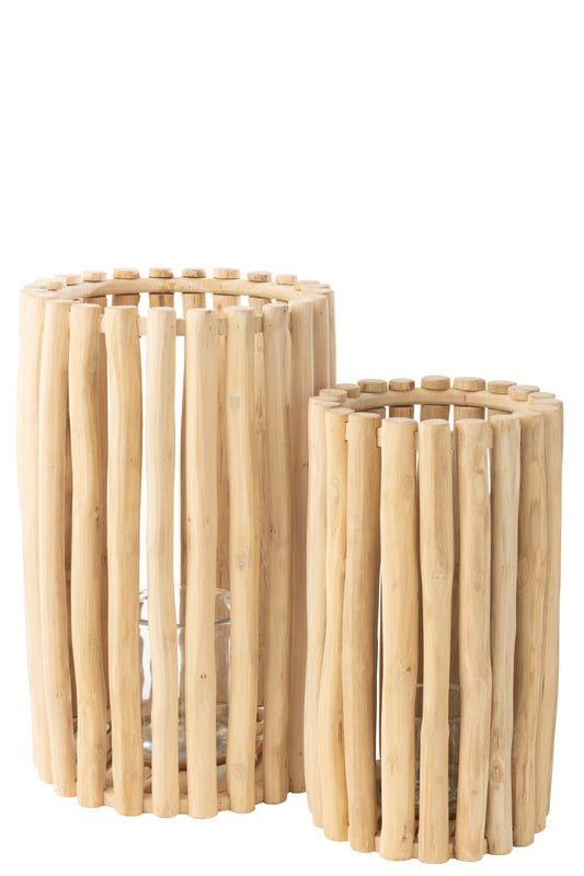 Set Van 2 Lantaarn Teck Naturel