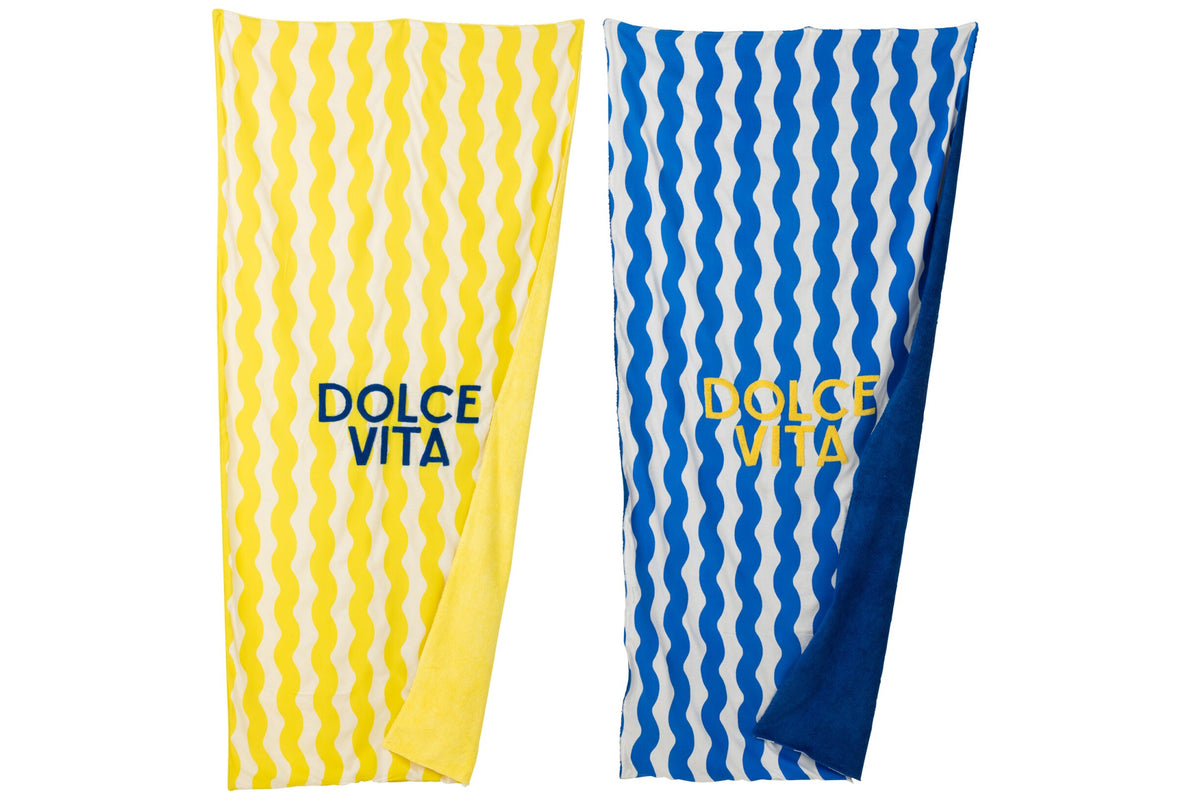 Beach Towel Dolce Vita Terry/Cotton Blue/Yellow Assortment Of 2