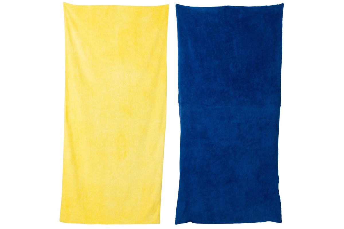 Beach Towel Dolce Vita Terry/Cotton Blue/Yellow Assortment Of 2