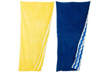 Beach Towel Dolce Vita Terry/Cotton Blue/Yellow Assortment Of 2