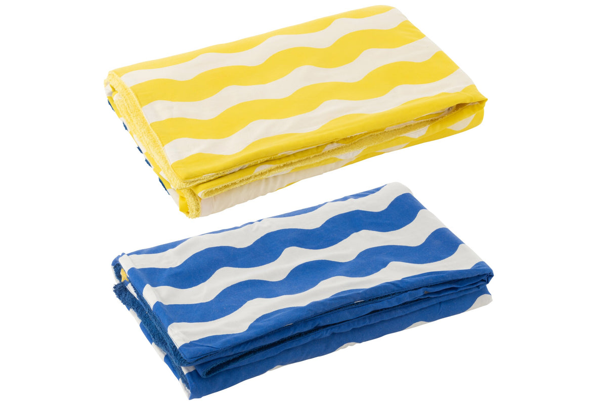 Beach Towel Dolce Vita Terry/Cotton Blue/Yellow Assortment Of 2