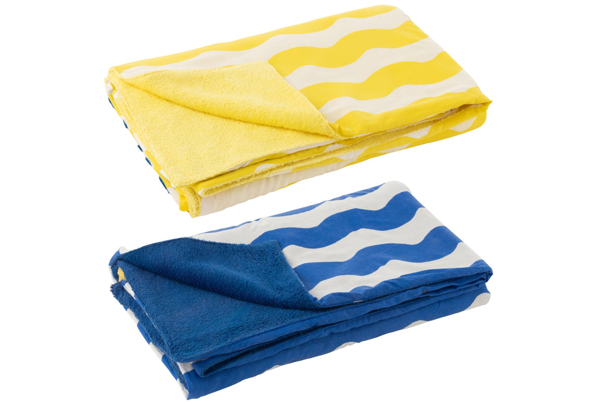 Beach Towel Dolce Vita Terry/Cotton Blue/Yellow Assortment Of 2