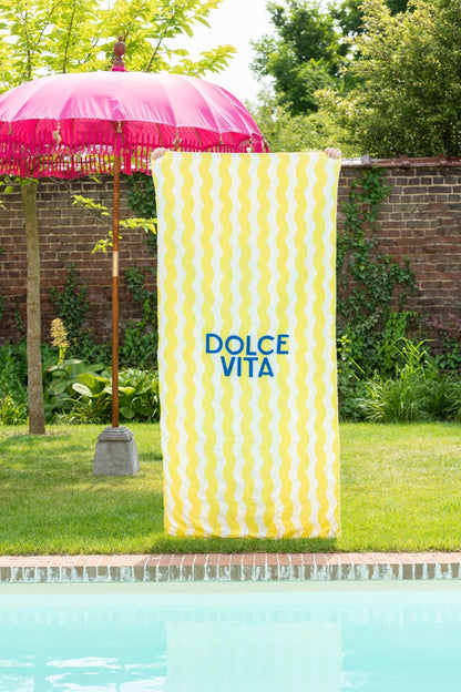 Beach Towel Dolce Vita Terry/Cotton Blue/Yellow Assortment Of 2