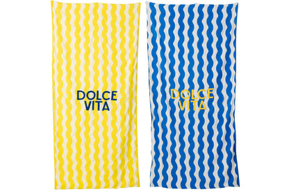 Beach Towel Dolce Vita Terry/Cotton Blue/Yellow Assortment Of 2