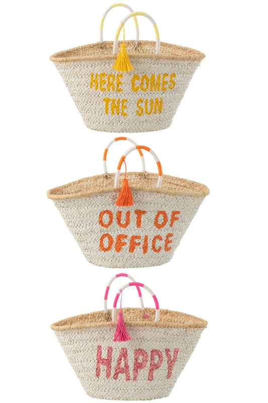 Strandtas zomer quotes maïsblad mix assortiment van 3