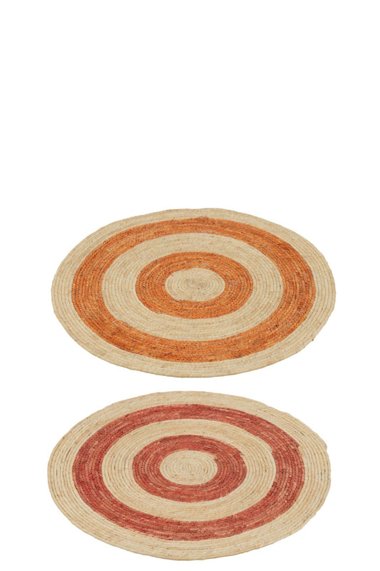 Rug Round Circles Corn Husk Orange/Red Medium Assortment Of 2