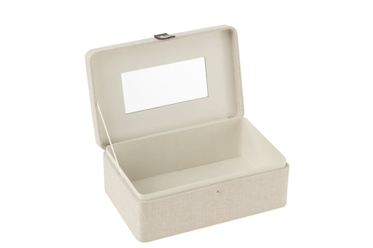 Boîte à cosmétiques rectangulaire + miroir polyester gris