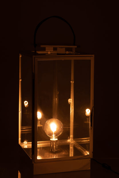 Lantaarn lamp metaal/glas zilver