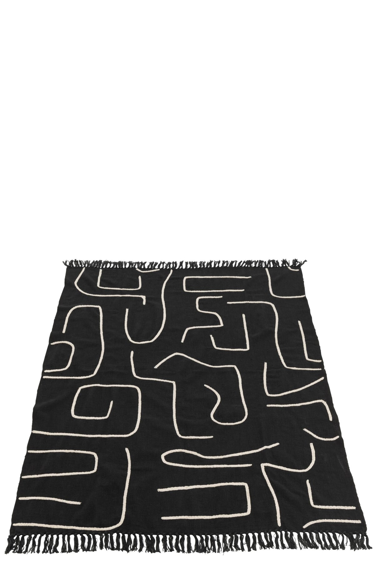 Plaid Lines/Curves Cotton Black/White