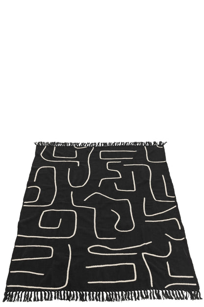 Plaid Lines/Curves Cotton Black/White