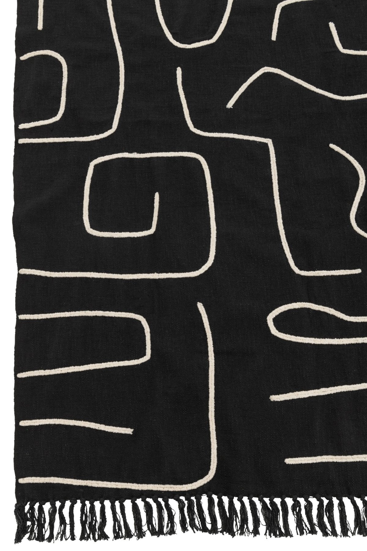Plaid Lines/Curves Cotton Black/White