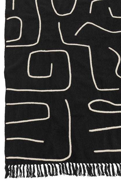 Plaid Lines/Curves Cotton Black/White