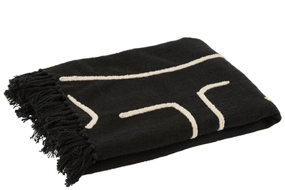 Plaid Lines/Curves Cotton Black/White