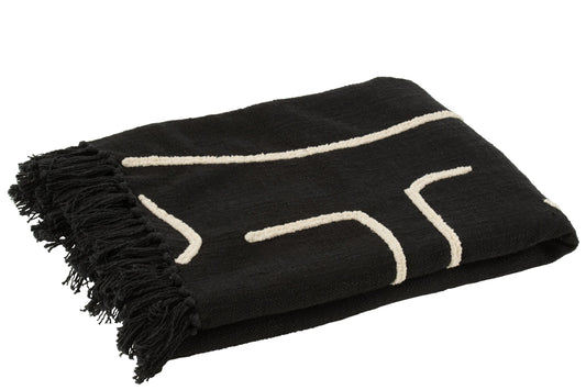 Plaid Lines/Curves Cotton Black/White