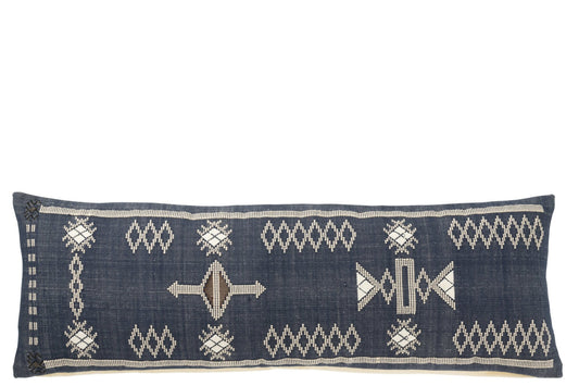 Cushion Rectangle Ethnic Patterns Cotton Dark Blue/White