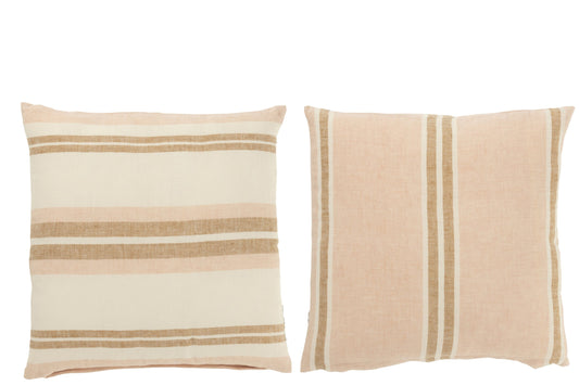 Cushion Stripes Linen Light Pink/White/Beige Assortment Of 2