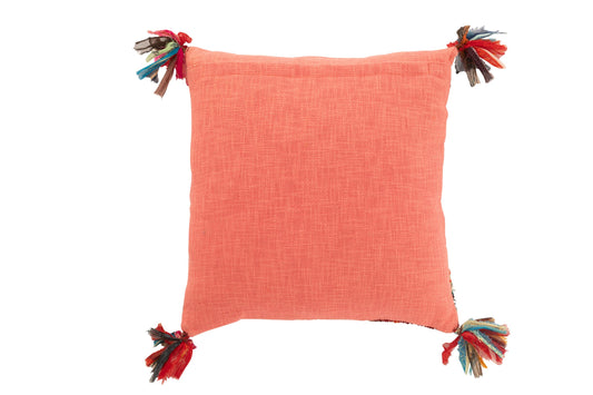 Cushion Chindi Tassels Cotton/Polyester Pink