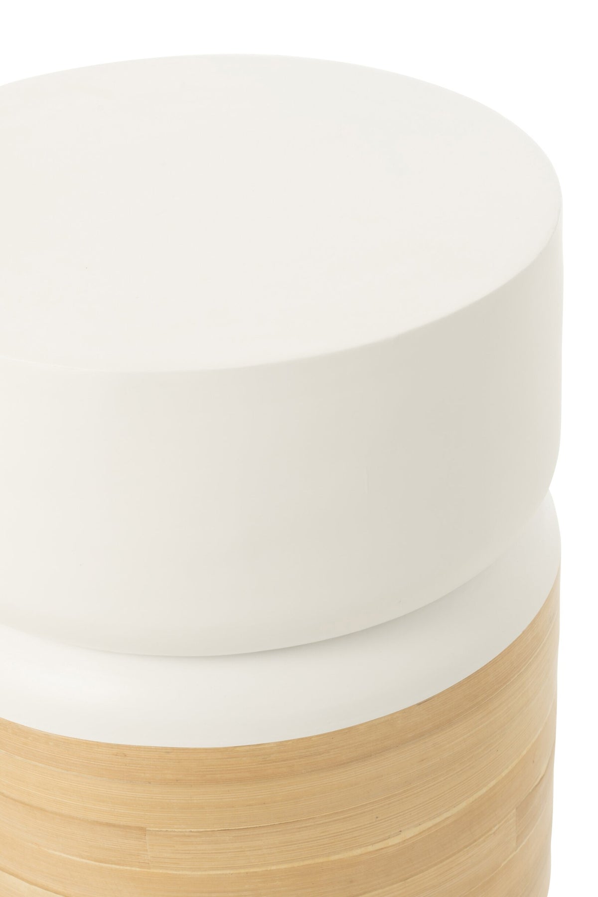 Side Table Round Bamboo White/Natural