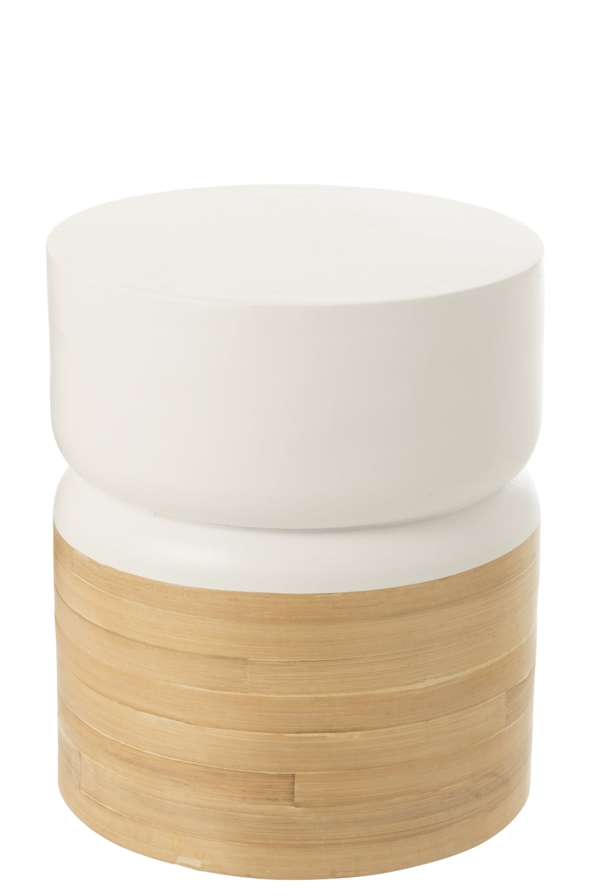 Side Table Round Bamboo White/Natural