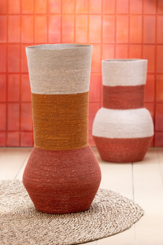 Vase Stripes Seagrass Natural/Terracotta