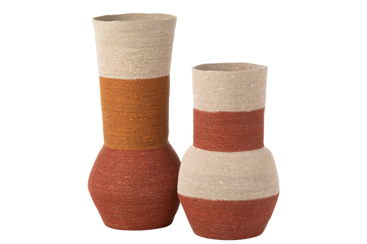 Vase Stripes Seagrass Natural/Rust/Terracotta
